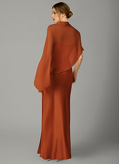 Azazie Jaleesa Bridesmaid Dresses Cinnamon A-Line High Neck Stretch Satin Dress image6