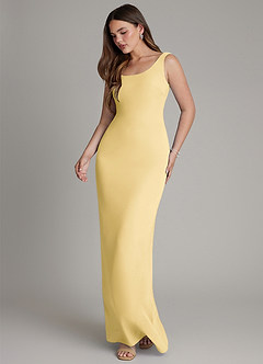 Azazie Hadley Bridesmaid Dresses Butter Mermaid Pleated Chiffon Dress image4
