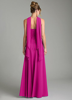 Azazie Gabriela Bridesmaid Dresses Fuchsia A-Line Corset Chiffon Dress image2