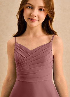 Azazie Hollie Girls Formal Flower Girl Dresses Desert Rose A-Line Sweetheart Neckline Chiffon Dress image6