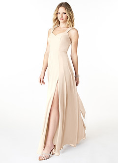 Azazie Julie Bridesmaid Dresses White Alabaster A-Line Sweetheart Neckline Chiffon Dress image3