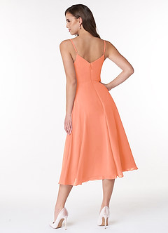 Azazie Clarissa Bridesmaid Dresses Sunset A-Line V-Neck Chiffon Dress image2
