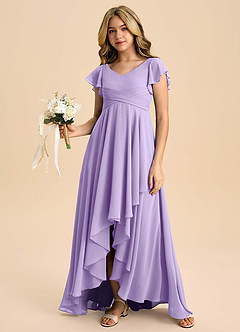 Azazie Caria Junior Lilac A-Line Pleated Chiffon Dress image6