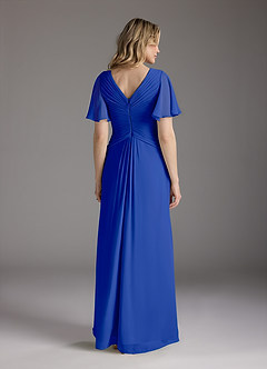 Azazie Morning Glory Mother of the Bride Dresses Royal Blue A-Line V-Neck Ruched Chiffon Dress image2