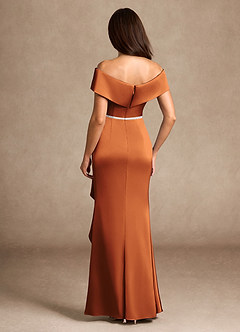 Azazie Dareia Mère de la mariée Robes Robe Sirène en Satin extensible Épaule décolletée Cannelle image2