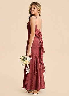Azazie Lioren Junior Robe Sirène en Floral Burnout Drapé Terracotta image3