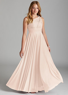 Azazie Charlize Junior A-Linie Gittergewebe Kleid Zartrosa image1