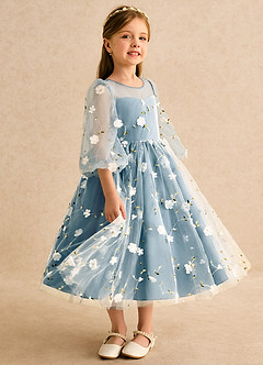 Azazie Elowen vestidos de niña de las flores Vestido Bermudas de Encaje de Línea A con Escote corazón image4