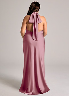 Azazie Velli Bridesmaid Dresses Vintage Mauve Mermaid High Neck Stretch Satin Dress image9