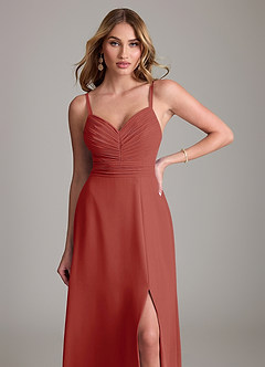 Azazie Terese Bridesmaid Dresses Terracotta A-Line Pleated Chiffon Dress image5