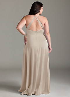 Azazie Davis Vestidos de damas de honor Vestido de Escarcha de Satén Elástico de Corte en A con Plisado image8