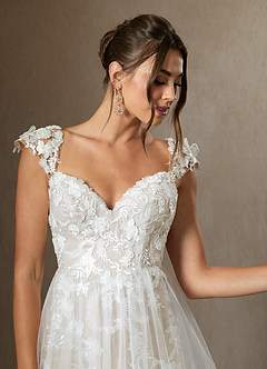 Azazie Moonstone Wedding Dresses Diamond White A-Line Sweetheart Sequins Tulle Dress image4