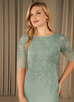Azazie Ivanna Final Sale Dusty Sage Mermaid Lace Dress image5