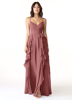 Azazie Peyton Abiti da Damigella Abito A-Line in Chiffon Increspato Ametista image5