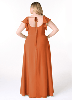 Azazie Bondi Bridesmaid Dresses Cinnamon A-Line Ruffled Chiffon Dress image8