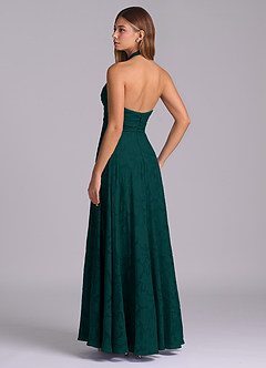 Azazie Tessie Bridesmaid Dresses Pine A-Line Pleated Floral Burnout Dress image6