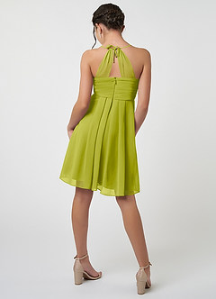 Azazie Ginny Junior Lemongrass A-Line Pleated Chiffon Dress image2