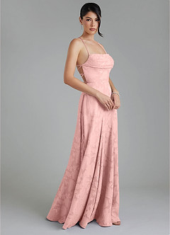 Azazie Tatum Bridesmaid Dresses Powder Pink A-Line Corset Floral Burnout Dress image8