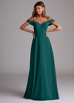 Azazie Marley Bridesmaid Dresses Peacock A-Line Off the Shoulder Chiffon Convertible Dress image4