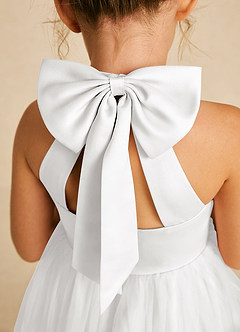 Azazie Dora Blumenmädchenkleider A-Linie Schleifen Tüll Kleid Weiß image5