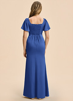Azazie Chace Junior Royal Blue Sheath Stretch Satin Dress image2
