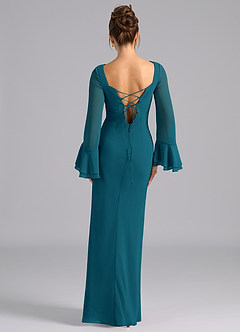 Azazie Leone Bridesmaid Dresses Ink Blue Mermaid Corset Chiffon Dress image6