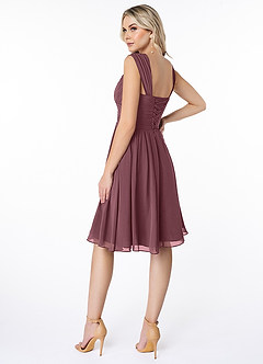 Azazie Angie Bridesmaid Dresses Sangria A-Line Corset Chiffon Dress image5