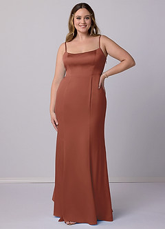 Barbie ♥ Azazie Bridesmaid Dresses Auburn Mermaid Bow Stretch Satin Dress image9
