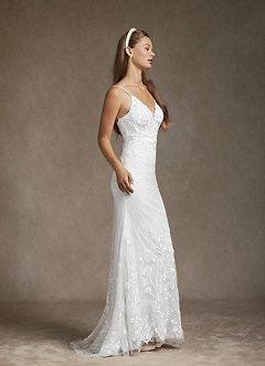 Azazie Sade Wedding Dresses Diamond White Mermaid Sequins Tulle Dress image5