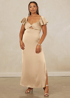Christian Siriano Bridal for Azazie 1005 Brautjungfernkleider Etui Herzausschnitt Stretch-Satin Kleid Champagner image9