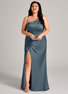 Azazie Madelyn Bridesmaid Dresses Twilight Mermaid One Shoulder Stretch Satin Convertible Dress image15