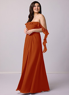 Barbie ♥ Azazie Bridesmaid Dresses Paprika A-Line Off the Shoulder Chiffon Convertible Dress image11