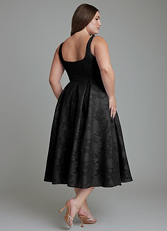 Azazie Amalie Bridesmaid Dresses Black A-Line Pleated Floral Burnout Dress image11