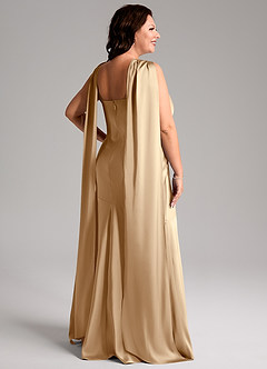 Azazie Kinsley Bridesmaid Dresses Champagne Mermaid Side Slit Stretch Satin Dress image9
