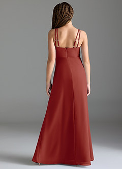 Azazie Leo Junior Terracotta Mermaid Pleated Chiffon Dress image2