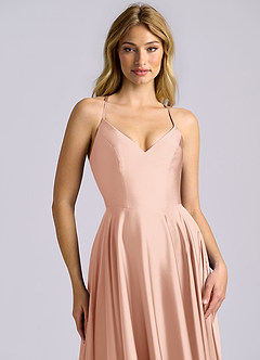 Azazie Truce Bridesmaid Dresses Rose Gold A-Line Stretch Satin Dress image7