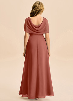 Azazie Emma Junior Robe Trapèze en Mousseline de soie Plissée Auburn image2