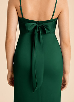 Azazie Mia Junior Robe Sirène en Satin extensible Plissé Vert Foncé image6