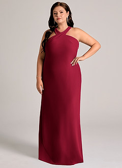 Azazie Doretta Bridesmaid Dresses Burgundy Mermaid Pleated Chiffon Dress image8