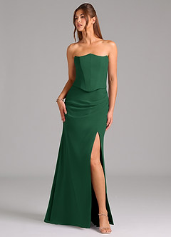 Azazie Jenine Bridesmaid Dresses Dark Green Mermaid Strapless Chiffon Dress image5