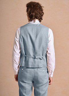 front Harrison Staubblau Anzugweste aus 100 % Leinen