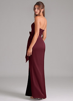 Azazie Jamie Bridesmaid Dresses Cabernet A-Line Strapless Stretch Satin Convertible Dress image5