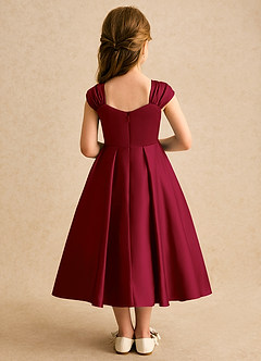 Azazie Yosemite Flower Girl Dresses Burgundy Ball-Gown Sweetheart Neckline Matte Satin Dress image2