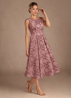 Azazie Fulton vestidos de madre de la novia Vestido de Rosa Polvorienta de Devorado Floral de Corte En A con Plisado image2