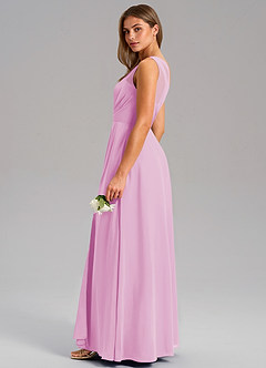 Azazie Phaedra Abiti da Damigella Abito A-Line in Chiffon Monospalla Rosa Confetto image6