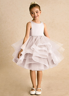 Azazie Tinie Blumenmädchenkleider Ballkleid Schleifen Tüll Kleid Blassrosa image3