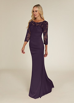 Azazie Alisondra Mother of the Bride Dresses Plum Sheath Scoop Lace Lace Dress image3