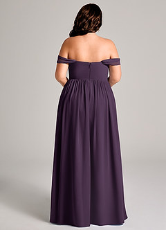 Azazie Calianna Bridesmaid Dresses Plum A-Line Off the Shoulder Chiffon Convertible Dress image6