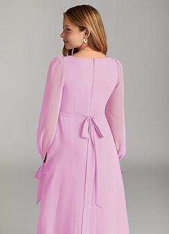 Azazie Leonia Junior Candy Pink A-Line with Pockets Chiffon Dress image6