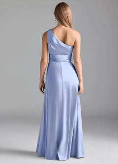 Azazie Dallas Vestidos de damas de honor Vestido de Hielo de Satén Elástico de Corte en A con Hombro unilateral image2